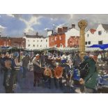 Ken Hayes (British 1962-): Yorkshire Market Place
