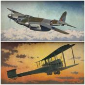 Harry Hudson Rodmell (British 1896-1984): 'De Havilland Mosquito' and 'Vickers Vimy' - aviation plan