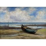 G. L. Robinson (British 19th/20th century): Whitby Coble on the Beach