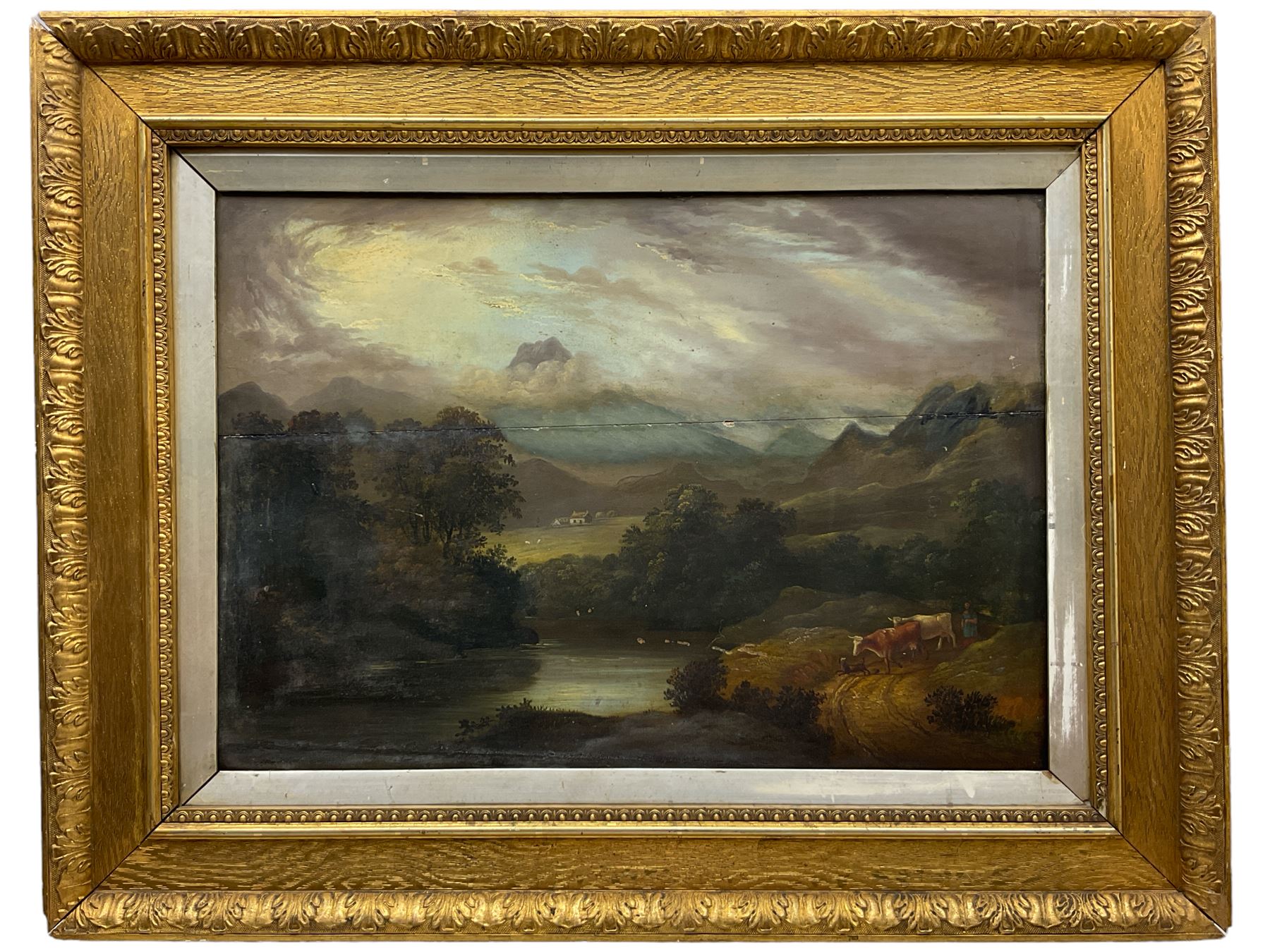English School (19th century): Cattle in a River Mountainous Landscape - Image 2 of 2