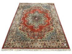 Persian design 'Super Kashan' peach ground carpet