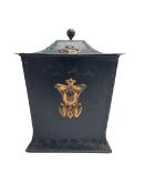 Art Nouveau period metal coal bucket with hinged lid