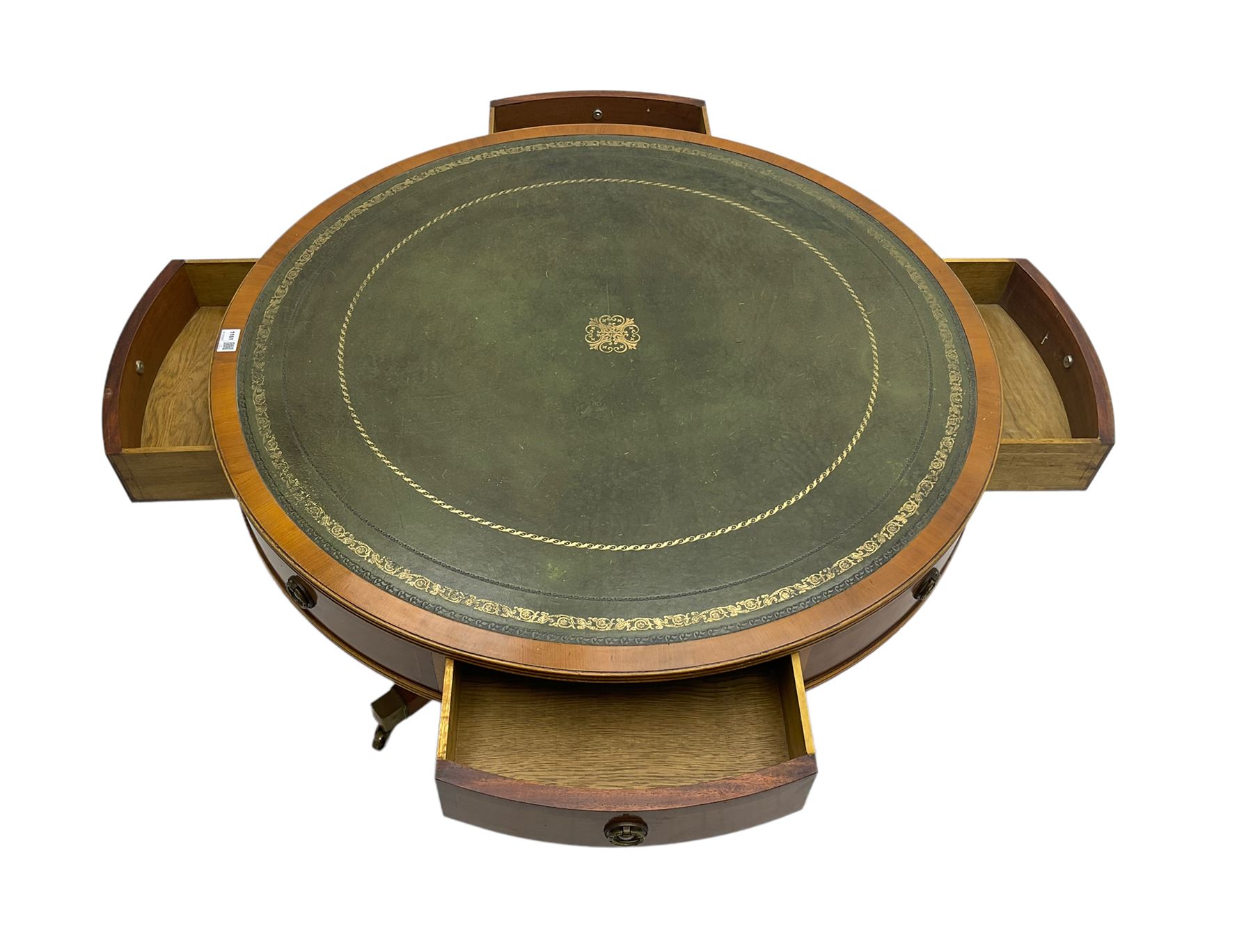 Georgian style yew wood drum table - Image 4 of 4