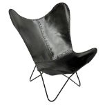 Stitched leather butterfly chair