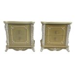 Pair Rococo style wood finish bedside chests