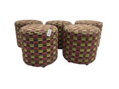 Set six circular footstools or pouffes