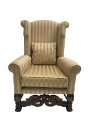 William and Mary style wingback armchair