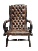 Georgian design mahogany x-framed open armchair