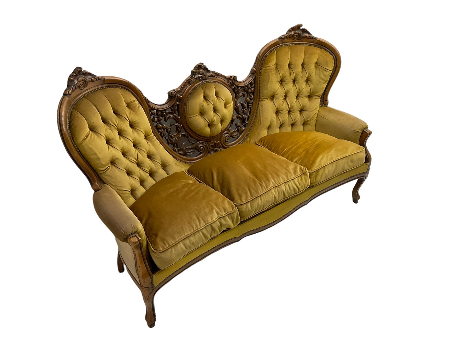 Victorian style stained beech double ended settee - Image 6 of 7