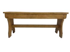 20th century light oak trestle bench