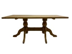 Rectangular waxed pine dining table