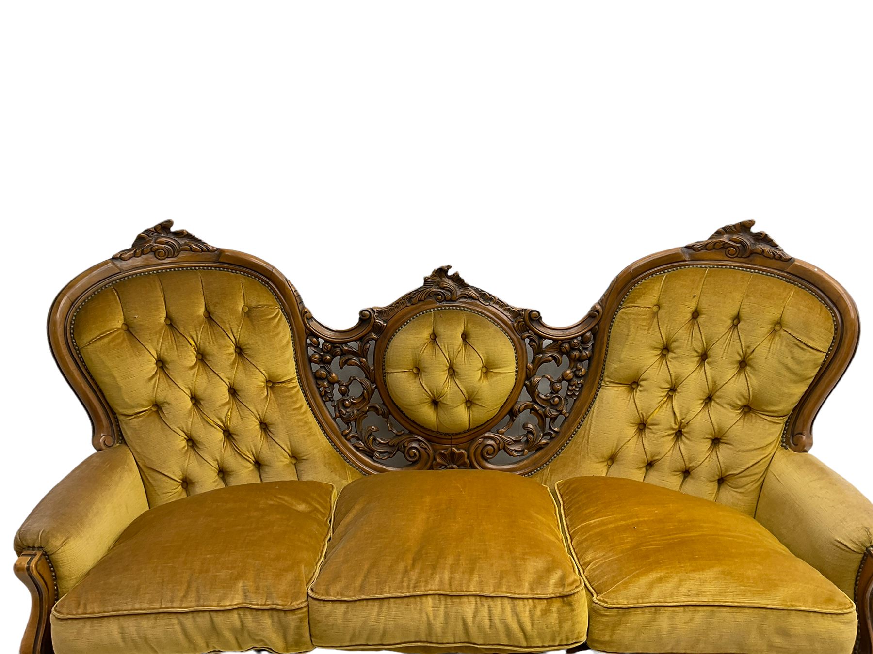Victorian style stained beech double ended settee - Image 5 of 7
