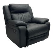 Manual reclining armchair upholstered in black