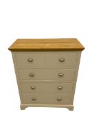 White finish and oak chest