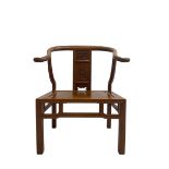 Chinese hardwood horseshoe armchair