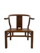 Chinese hardwood horseshoe armchair