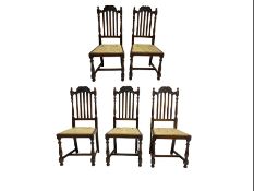 Set five early 20th century oak dining chairs