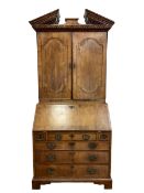 18th century walnut bookcase on bureau