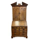 18th century walnut bookcase on bureau