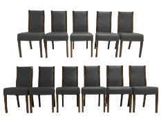 Set eleven beech framed high back chairs upholstered in grey