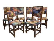 Set six oak high back dining chairs