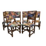 Set six oak high back dining chairs