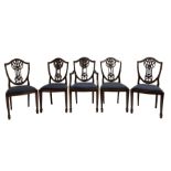 Set of five Georgian style mahogany dining chairs