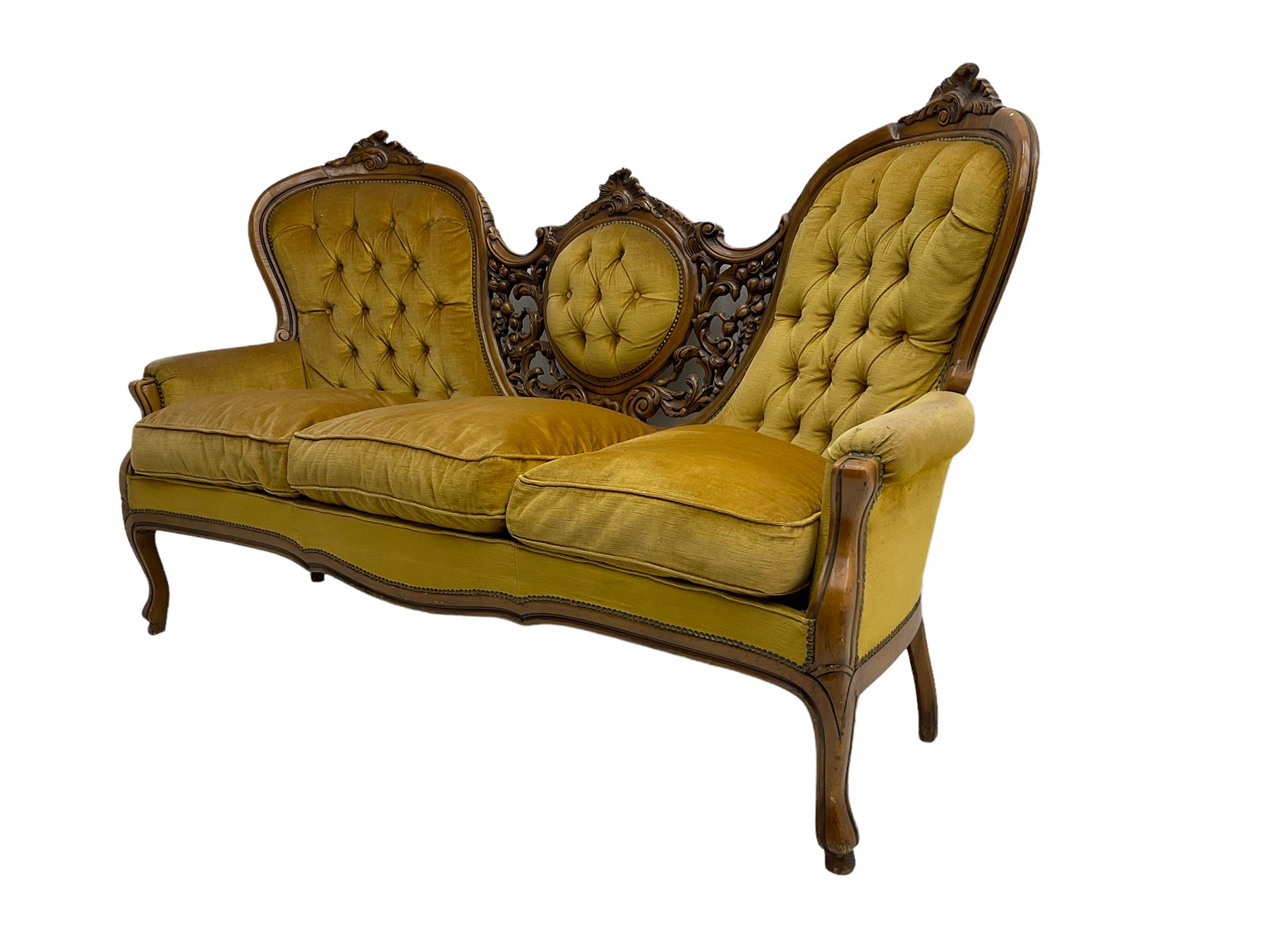 Victorian style stained beech double ended settee - Image 7 of 7