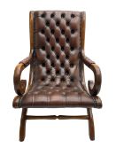 Georgian design mahogany x-framed open armchair