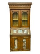 Late 19th century Aesthetic Movement period scumbled pine bureau bookcase