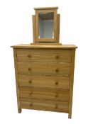 Light ash five drawer chest with swing mirror