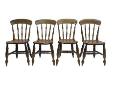 Four 19th century elm and beech farmhouse dining chairs