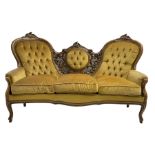 Victorian style stained beech double ended settee