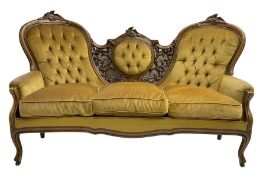 Victorian style stained beech double ended settee