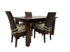 Rectangular oak dining table on block supports