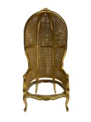 French style gilt wood and cane bergere porter's chair