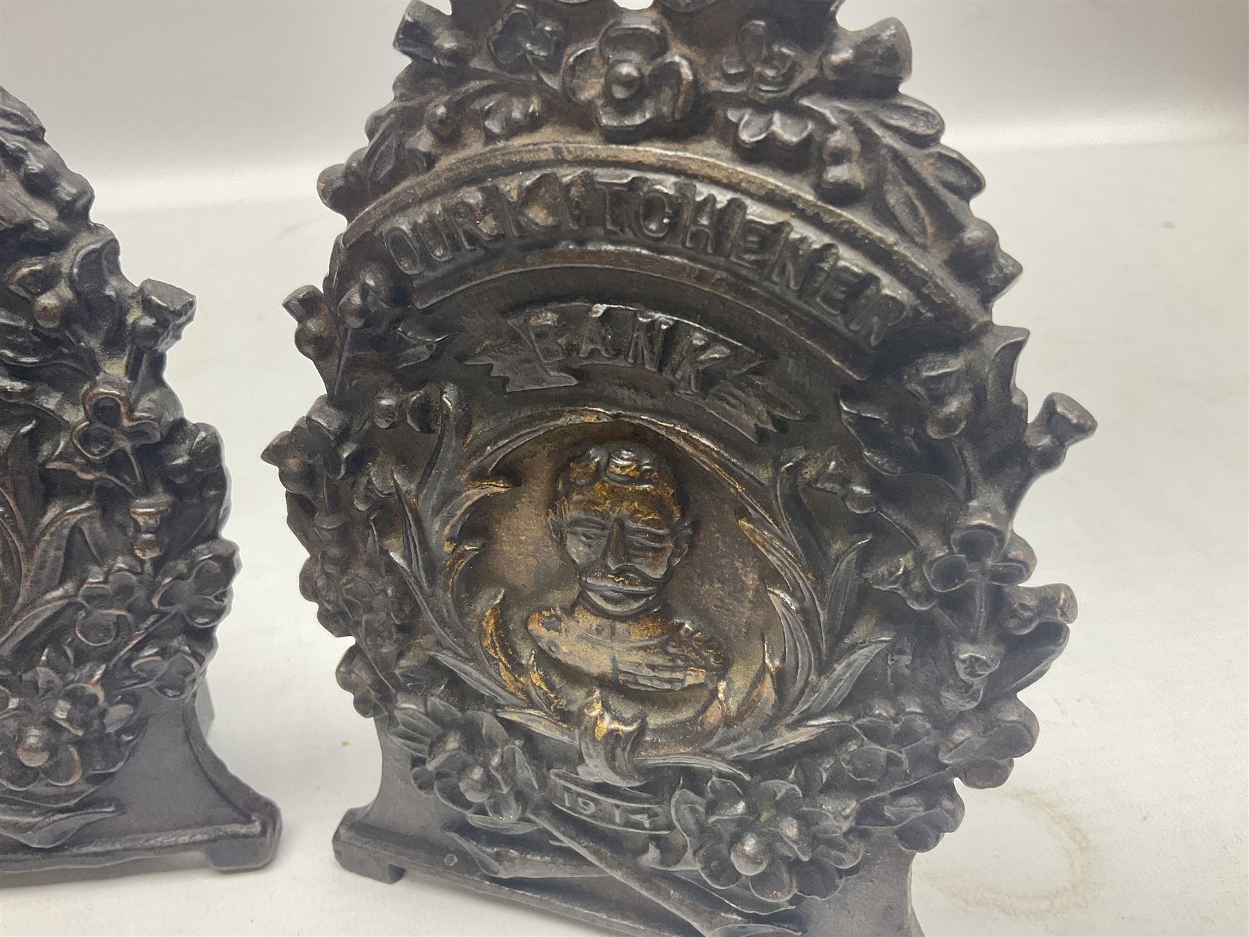 Two early 20th century cast-iron money banks - 'Our Kitchener Bank' c1914 H17cm and 'Our Empire Bank - Image 6 of 7