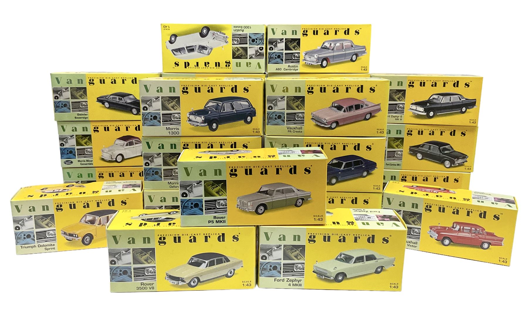 Twenty-five Lledo Vanguards 1:43 scale Limited Edition die-cast models including Ford Popular Saloon