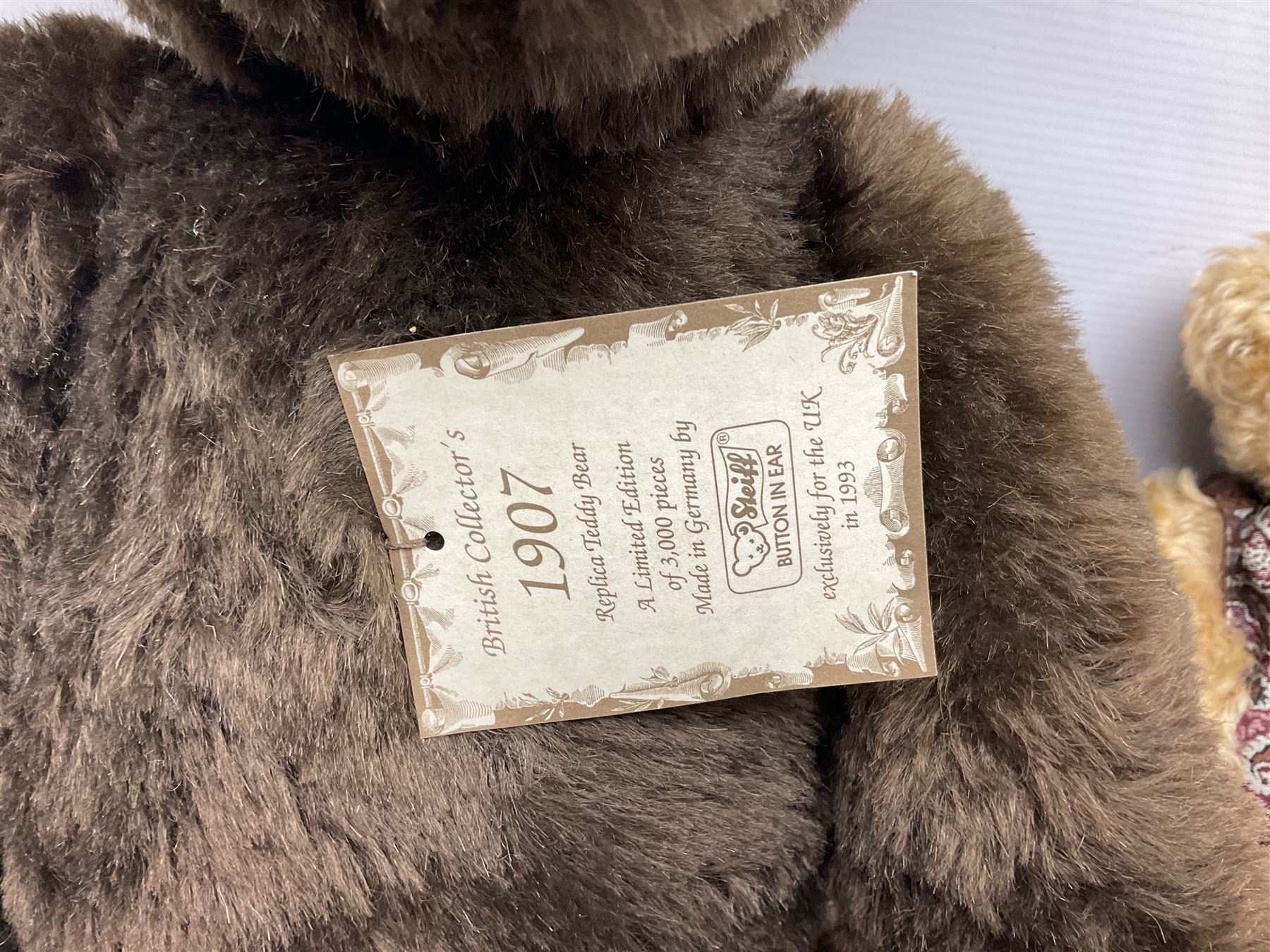 Steiff limited edition dark brown mohair teddy bear 'British Collector's 1907 Replica' No.2110/3000 - Image 2 of 11