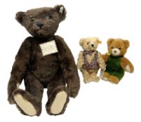 Steiff limited edition dark brown mohair teddy bear 'British Collector's 1907 Replica' No.2110/3000