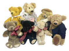 Four modern Merrythought teddy bears including one limited edition mohair No.63/500 H23cm; and three