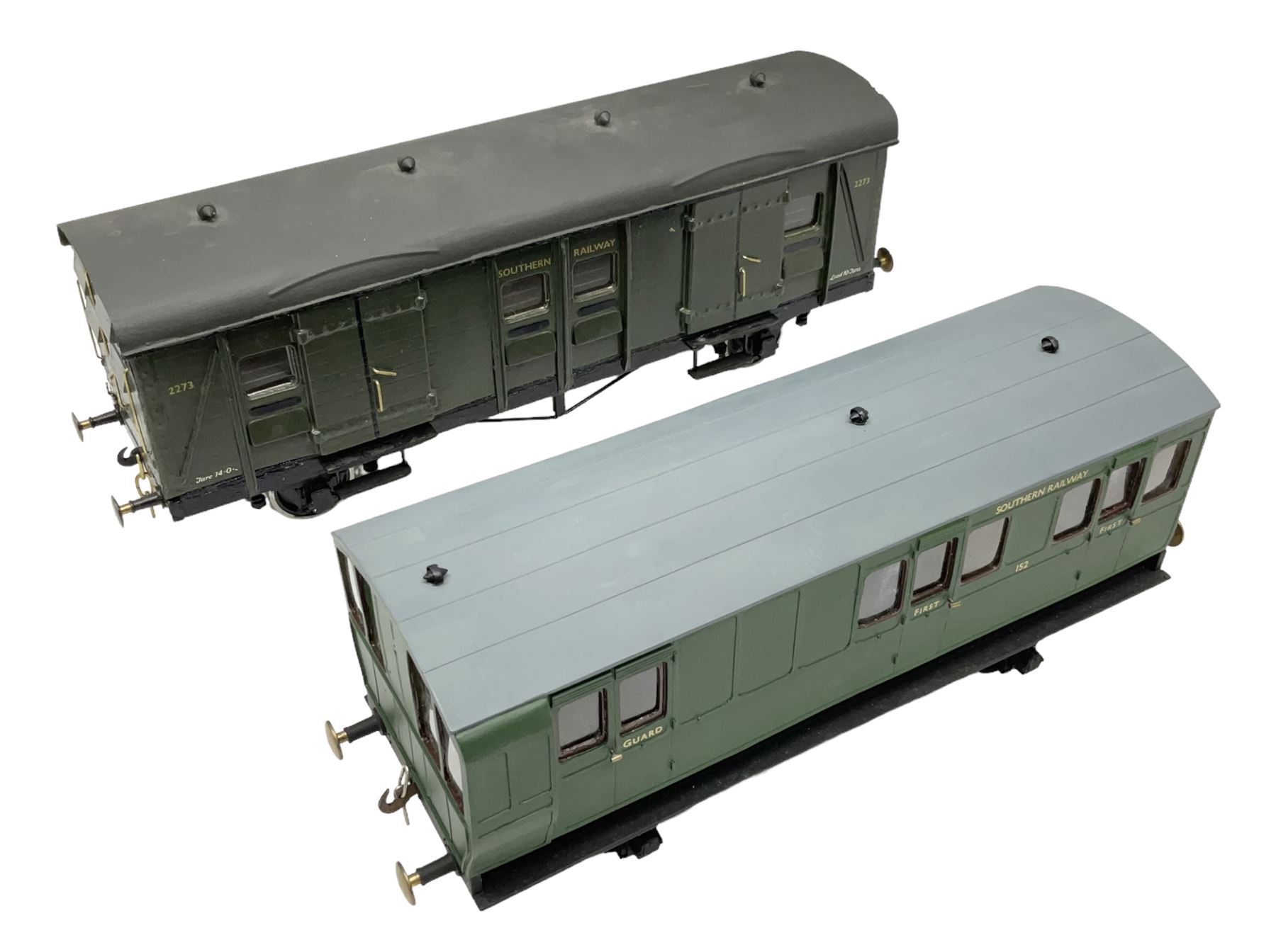 Gauge 1 - scratch-built wooden and metal goods wagon with Southern Railway livery No.2273 L35.5cm; a