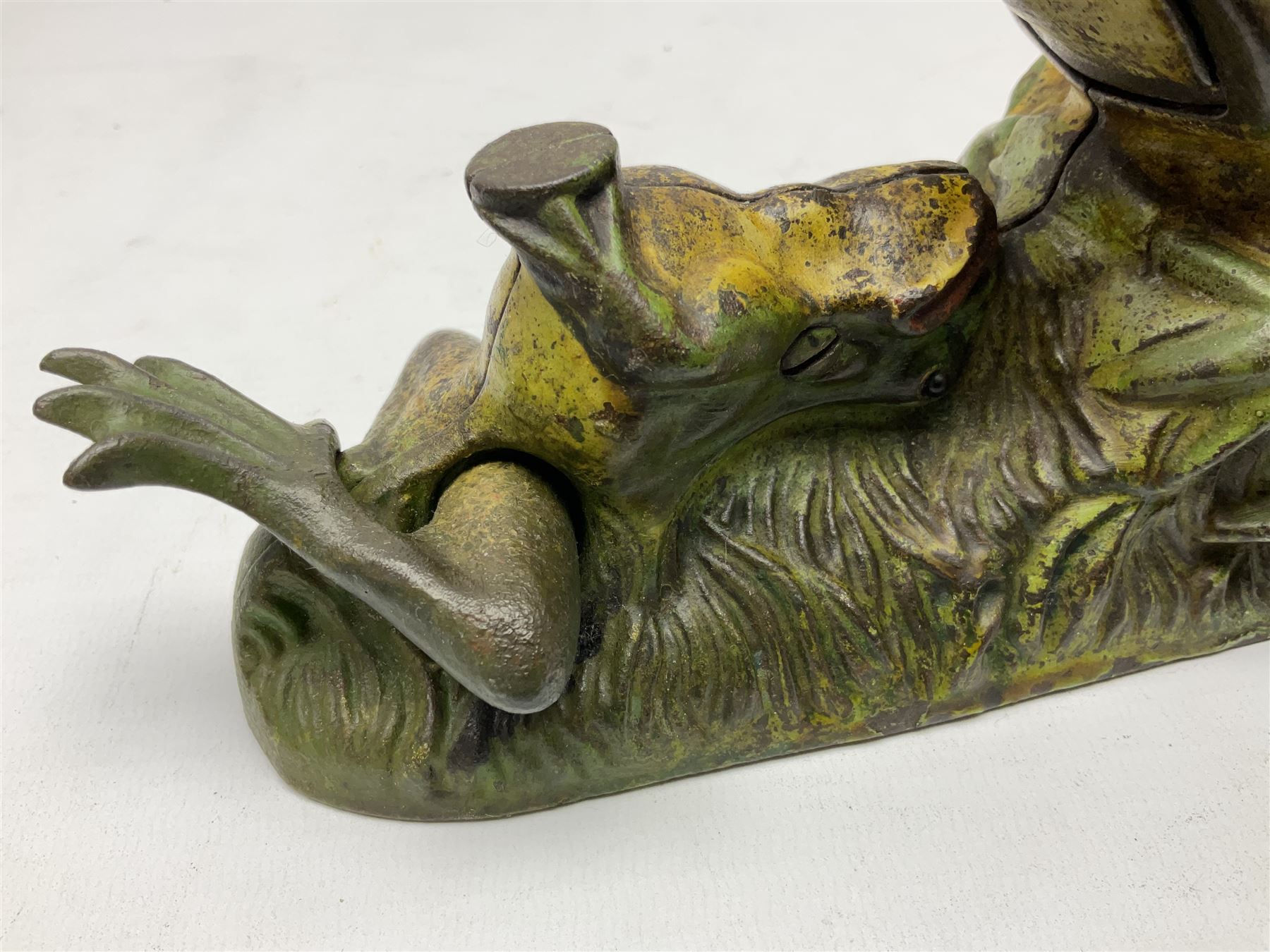 Late 19th century cast-iron mechanical money bank ' Two Frogs' by J & E Stevens & Co; patented 8th A - Image 5 of 9