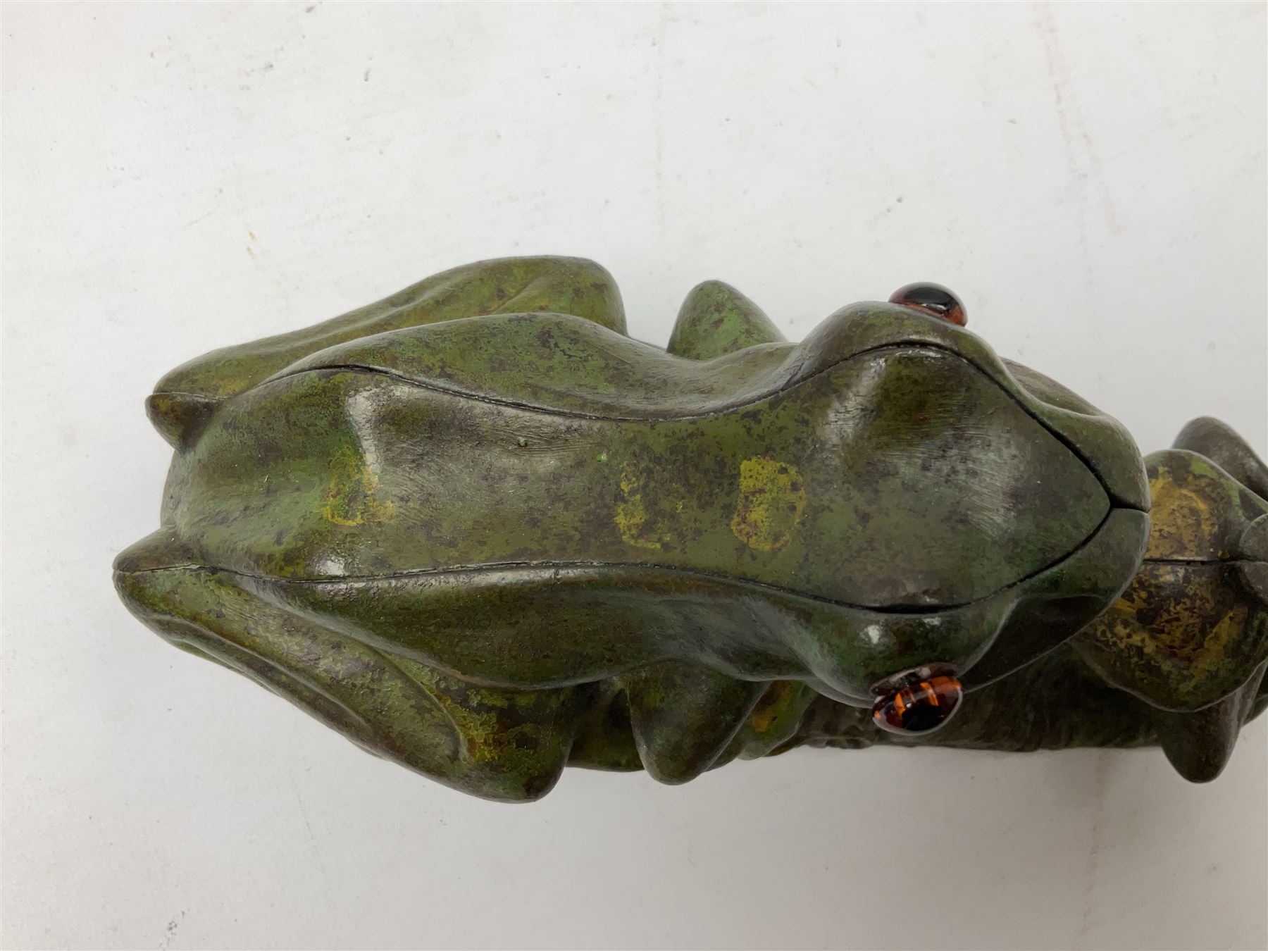 Late 19th century cast-iron mechanical money bank ' Two Frogs' by J & E Stevens & Co; patented 8th A - Image 2 of 9