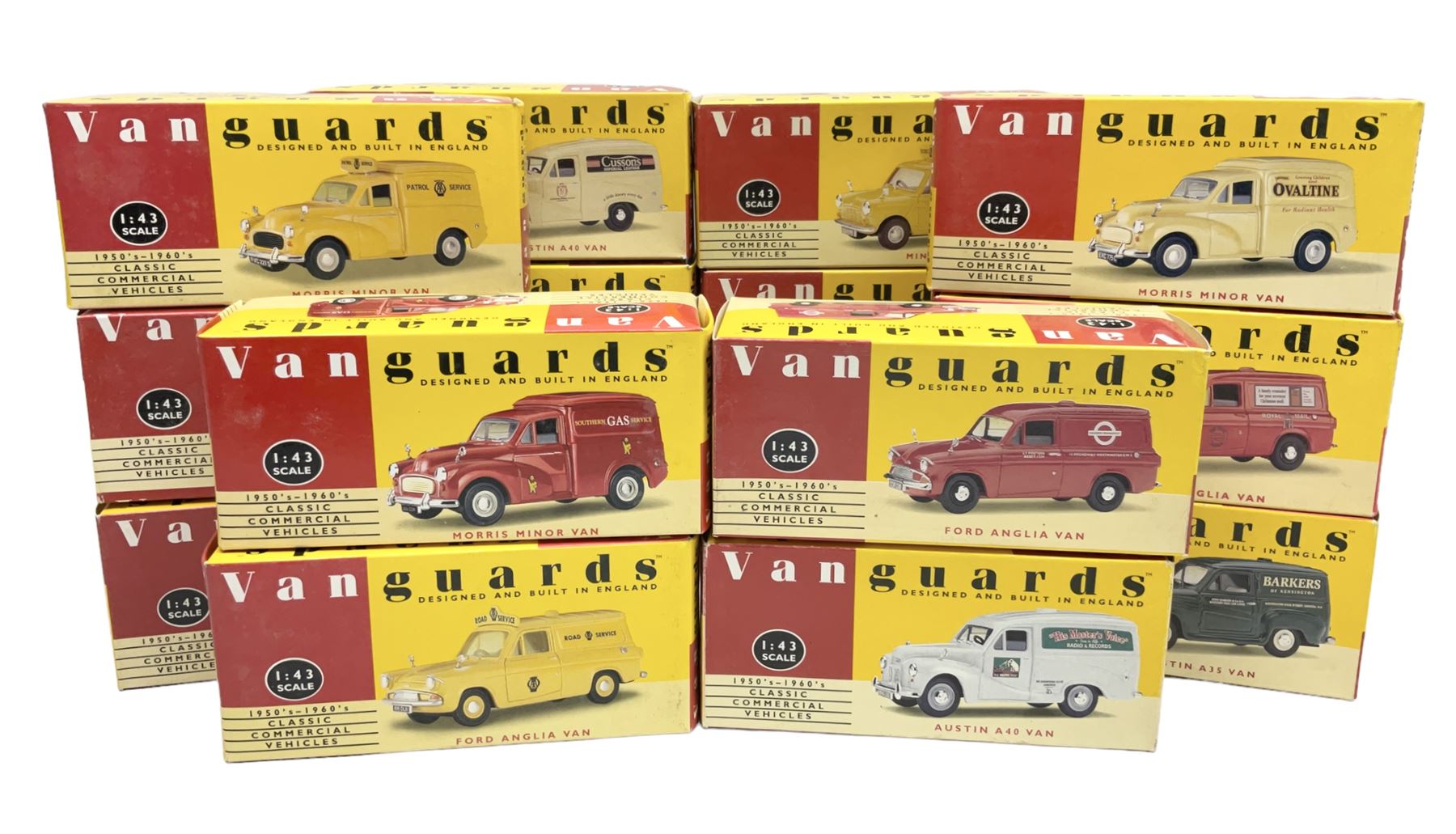 Sixteen Lledo Vanguards 1:43 scale 1950's-1960's Classic Commercial Vehicles die-cast models