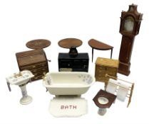 Doll's house wooden furniture - three good quality Peter Sirett 'antique' mahogany tables; Georgian