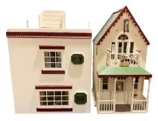Seagull Pub - scratch-built wooden doll's house as a two-storey gable fronted public house painted i