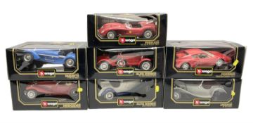 Bburago - seven 1:18/1:20 scale die-cast models comprising Jaguar SS100 (1937)