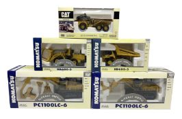 Four Joal Komatsu 1:50 scale die-cast models comprising WA600-3 Log Loader