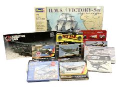 Revell 1:146 scale construction kit of HMS Victory; boxed; and ten other construction kits of aircra